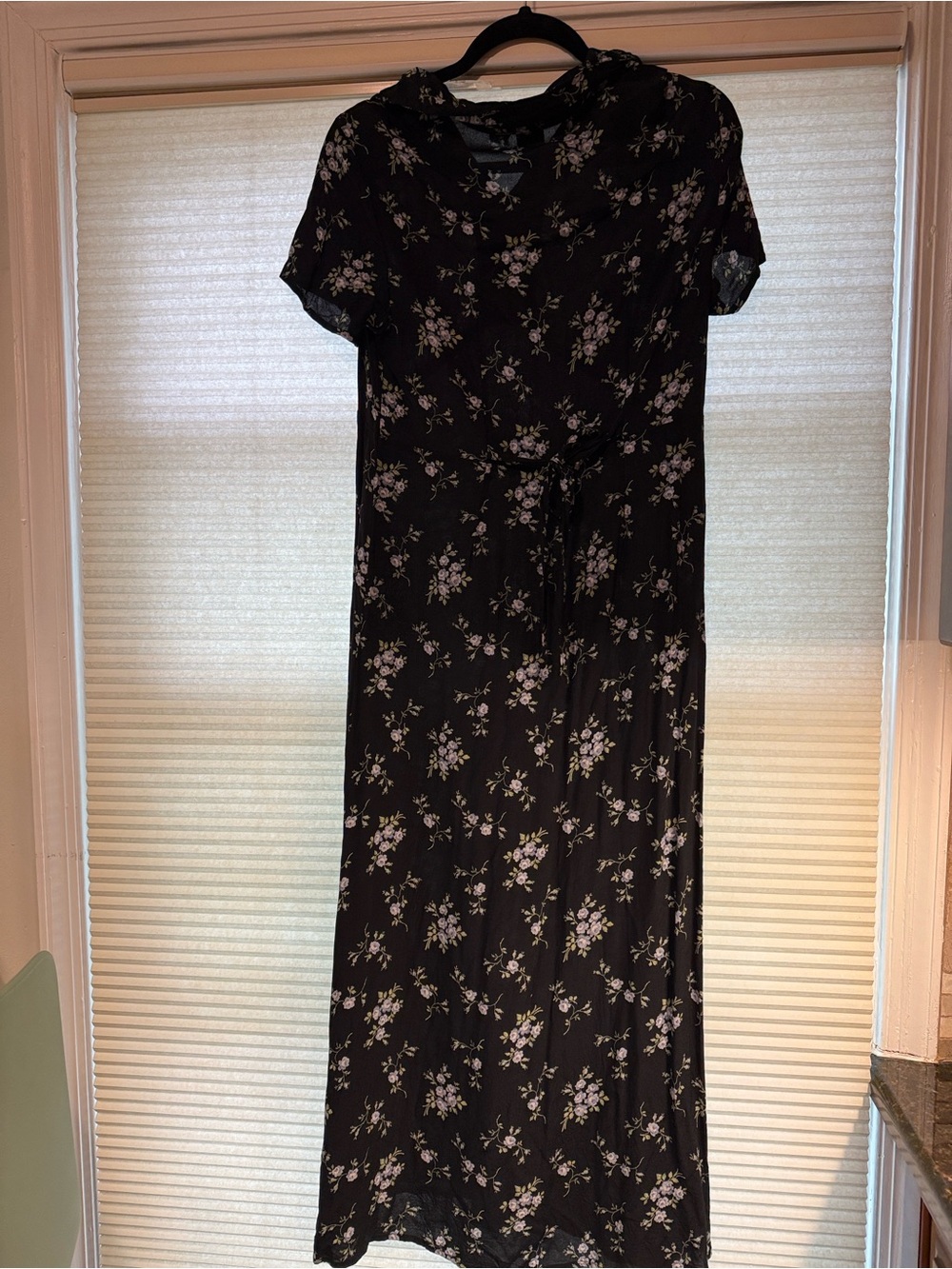 GAP Navy Floral Short-Sleeve Maxi Dress